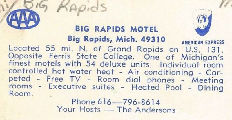 Big Rapids Motel - Vintage Postcard (newer photo)